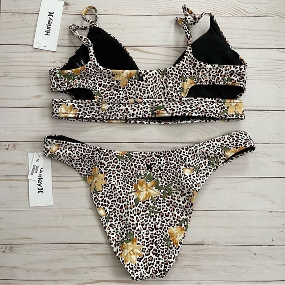 Hurley Jungle Cat Animal Print Bikini Set Size Large Women - Picture 8 of 14